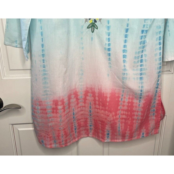 Sundance Women's Embroidered Beaded Tunic Swim Coverup SZ S Tie Dye Ombre Sequin - Picture 12 of 15